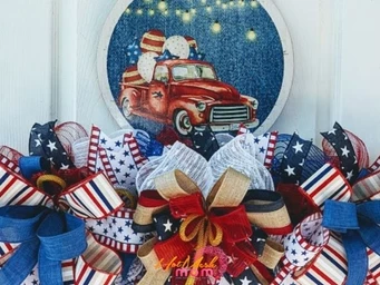 DIY Red Patriotic Truck Wreath Rail